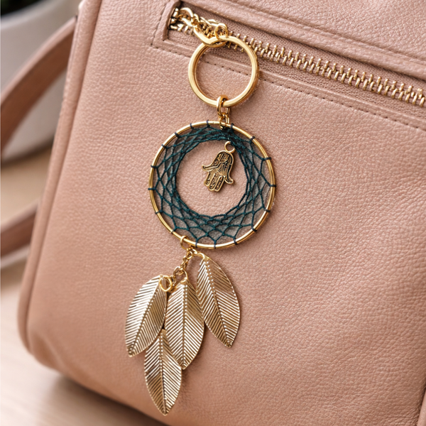 Black Hamsa Dreamcatcher Keychain