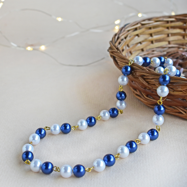 White & Blue Pearl Chain