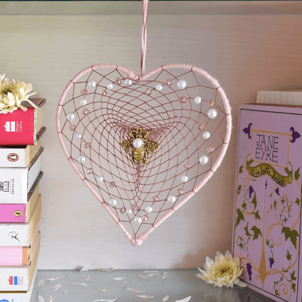 Bee Valentine Dreamcatcher - Light Pink