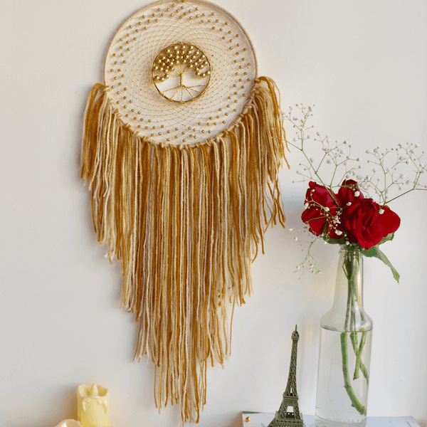 Tree Of Life Dreamcatcher - Brown Wall Hanging