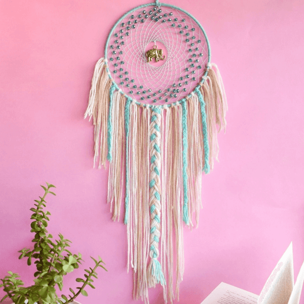 Elephant Beaded Dreamcatcher - Mint Green