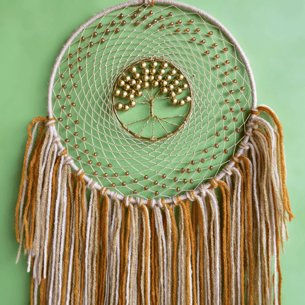 Tree Of Life Dreamcatcher - Brown Wall Hanging