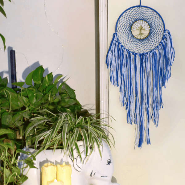 Tree Of Life Dreamcatcher - Blue Wall Hanging