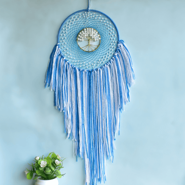 Tree Of Life Dreamcatcher - Blue Wall Hanging