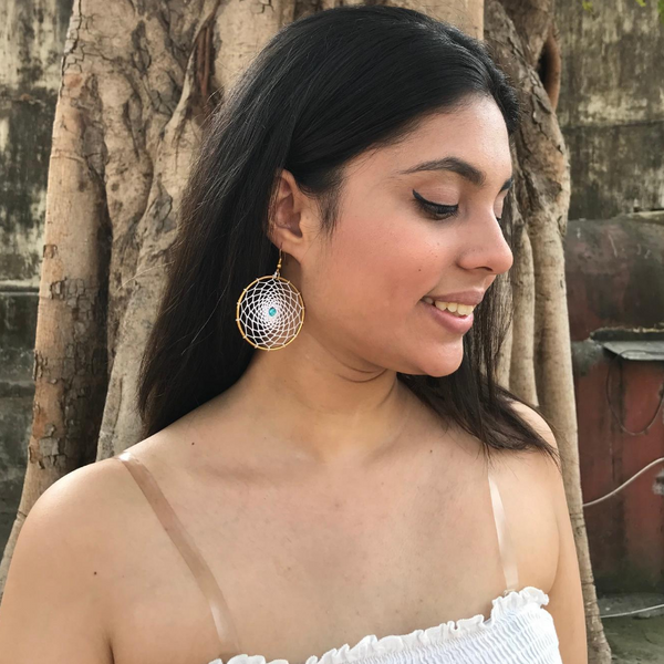 Beachy White Dreamcatcher Earrings