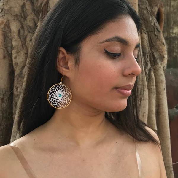 Beachy White Dreamcatcher Earrings