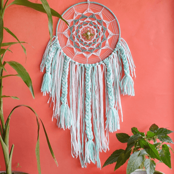 Cobweb Bee Dreamcatcher - Mint Green