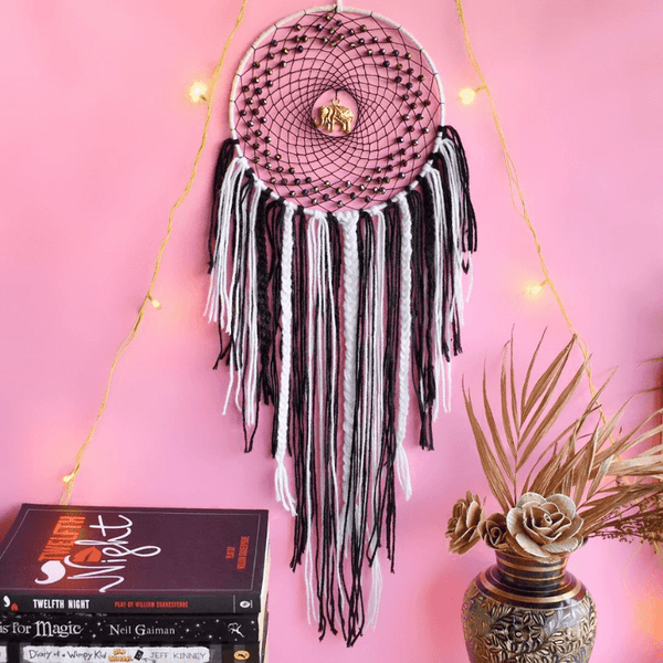 Elephant Beaded Dreamcatcher - Black
