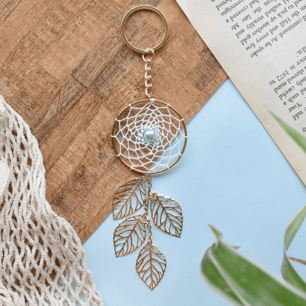 White Blue Pearl Keychain