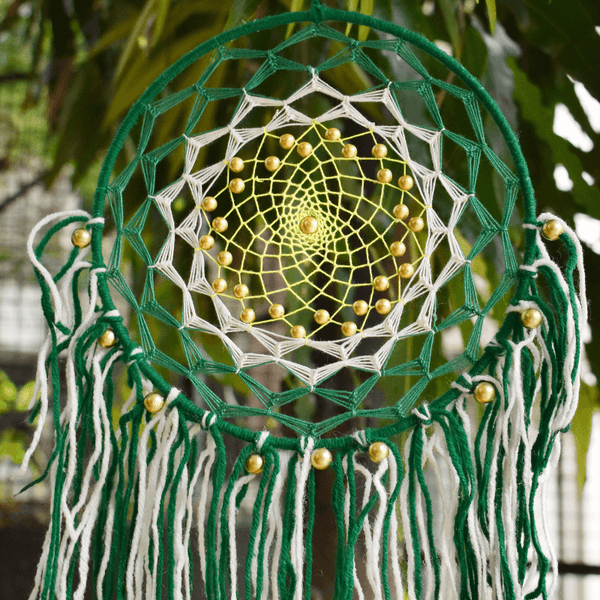 Dark Green Golden Bead Dreamcatcher