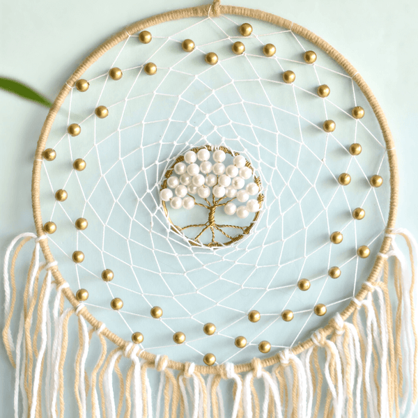 White Tree Of Life Pearl Dreamcatcher
