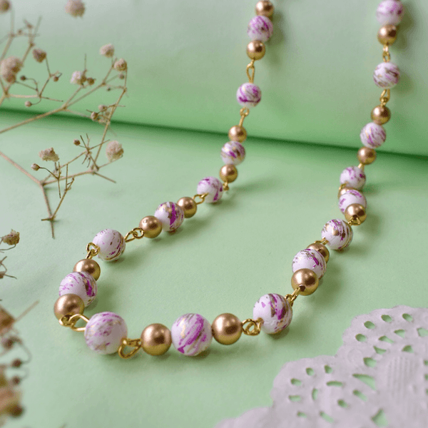 Pink Gold Beaded Chain