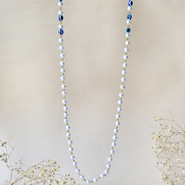 Evil Eye Pearl Face Chain