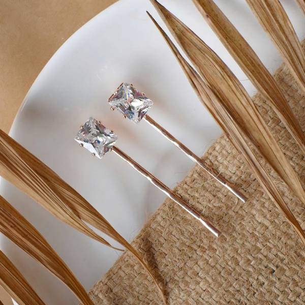 Square Stone Bobby Pins