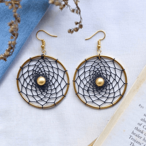 Black Edgy Dreamcatcher Earrings