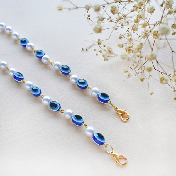 Evil Eye Pearl Face Chain