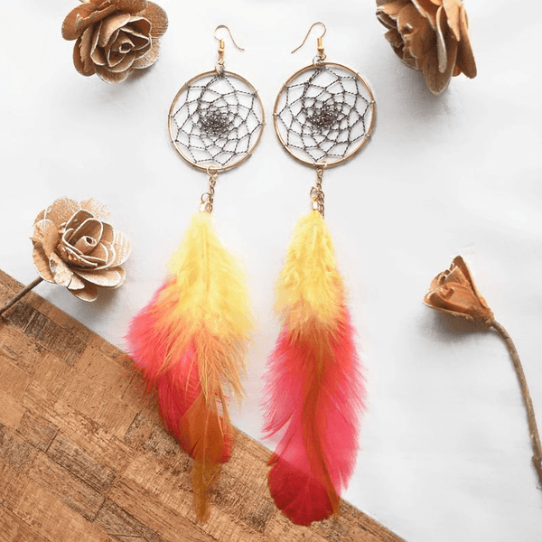 Feather Earrings - Yellow