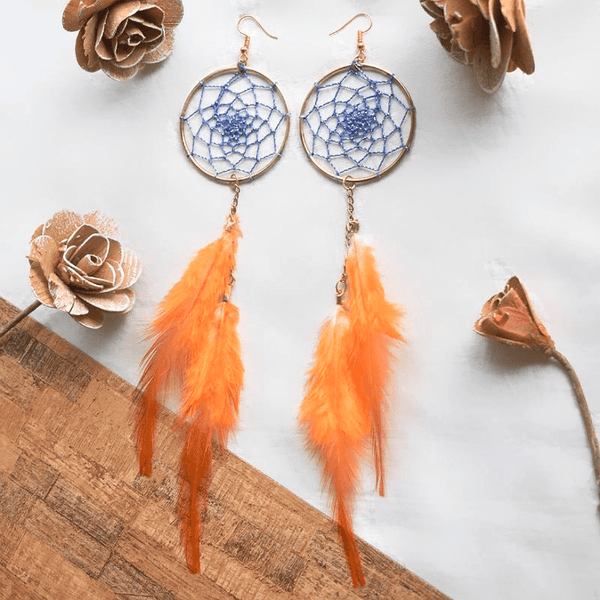 Feather Earrings- Blue