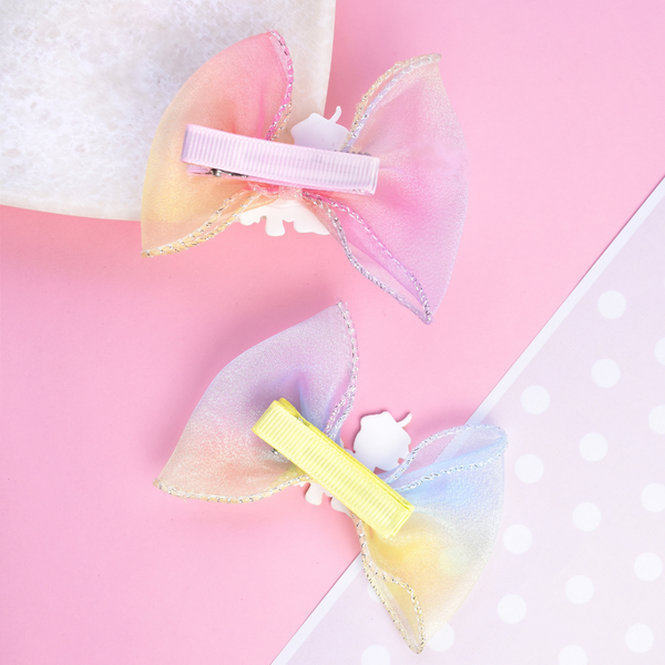 Unicorn Bow Hairclips - Pink