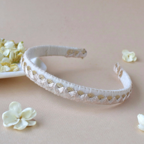 Off White Sequins Festive Hairband