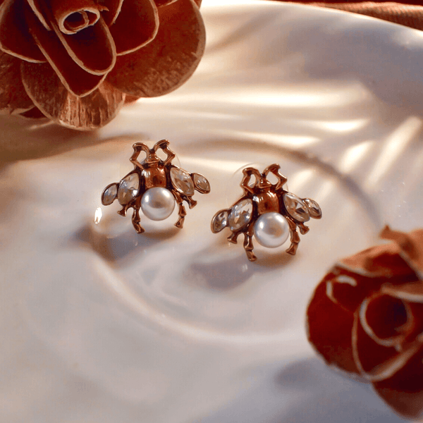 Pearl Bee Stud Earrings